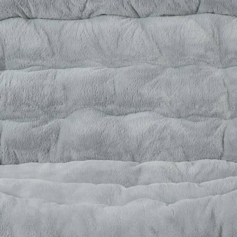 Folding Synthetic Fur Double Saucer Chair with Steel Frame - 27.5"D x 55.5"W x 33.5"H