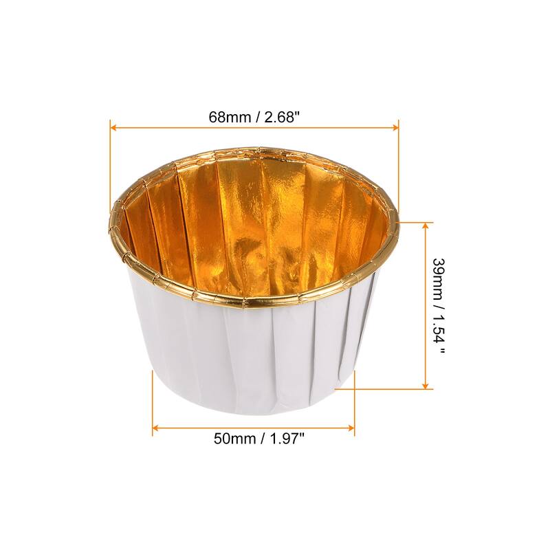 Cupcake Cups, 100pcs Aluminum Foil Standard Cupcake Liners - White Gold
