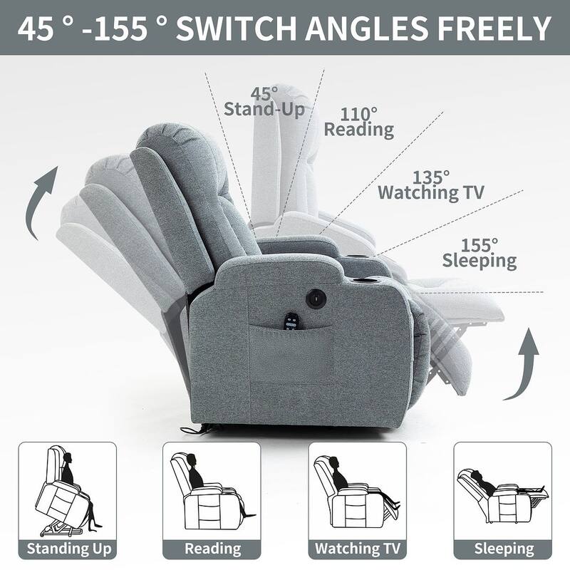 Electric Power Recliner Chair with Massage & Heat