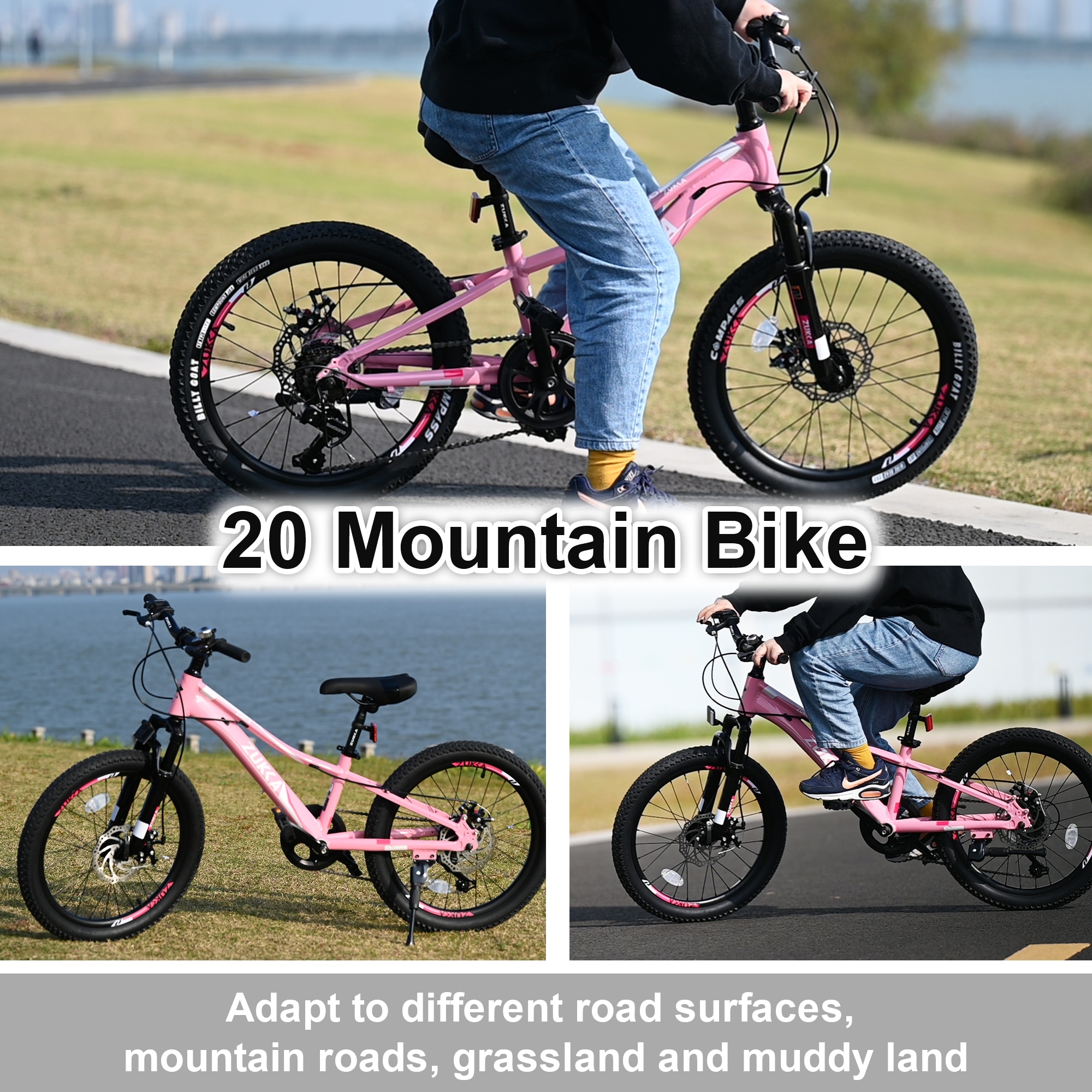 20 Inch Wheels Mountain Bike with Aluminum Alloy Frame High Quality CST Tires 7 Speed Bicycles for Girls Boys Pink Bed Bath Beyond 37982938