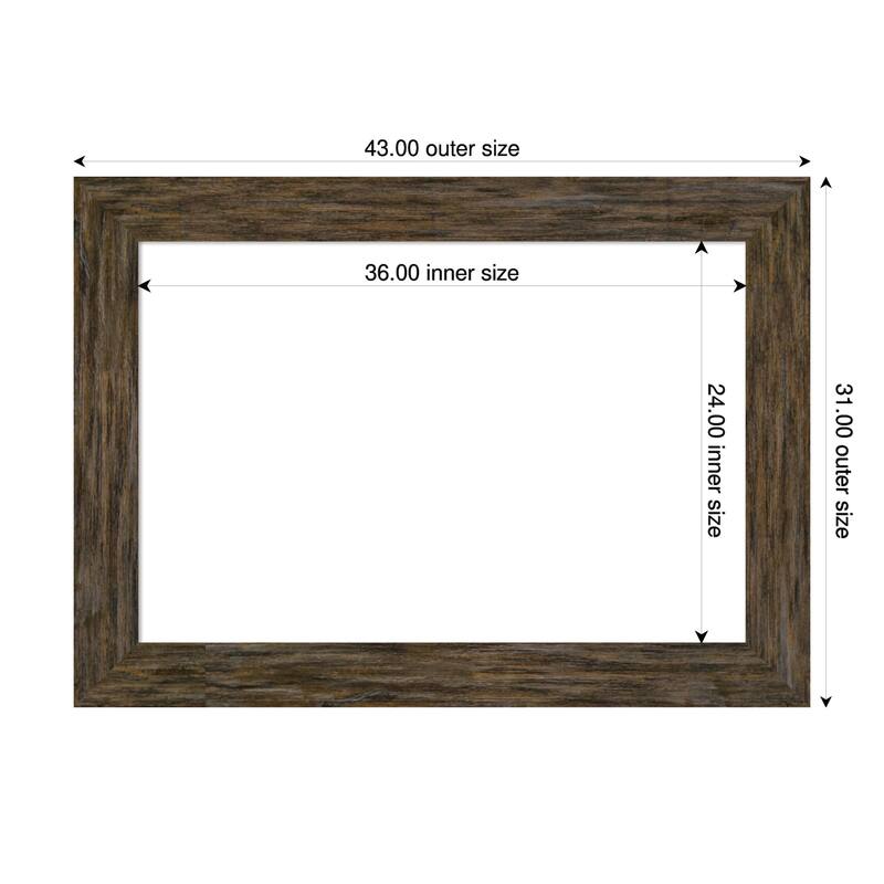 Amanti Art Fencepost Brown Framed Dry Erase Magnetic Board - 43 x 31 in - Fencepost Brown