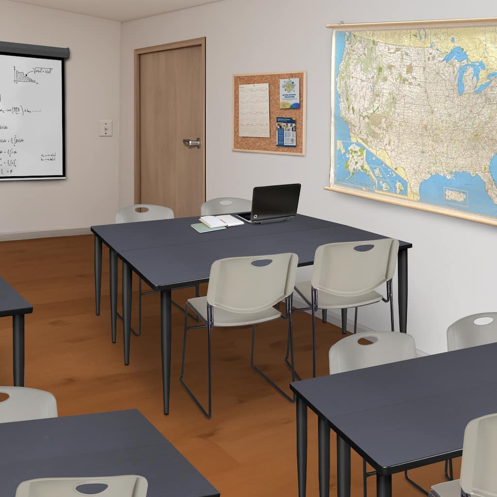 48 x 24 in. Training Seminar Table- Grey Top, Black Tapered Legs