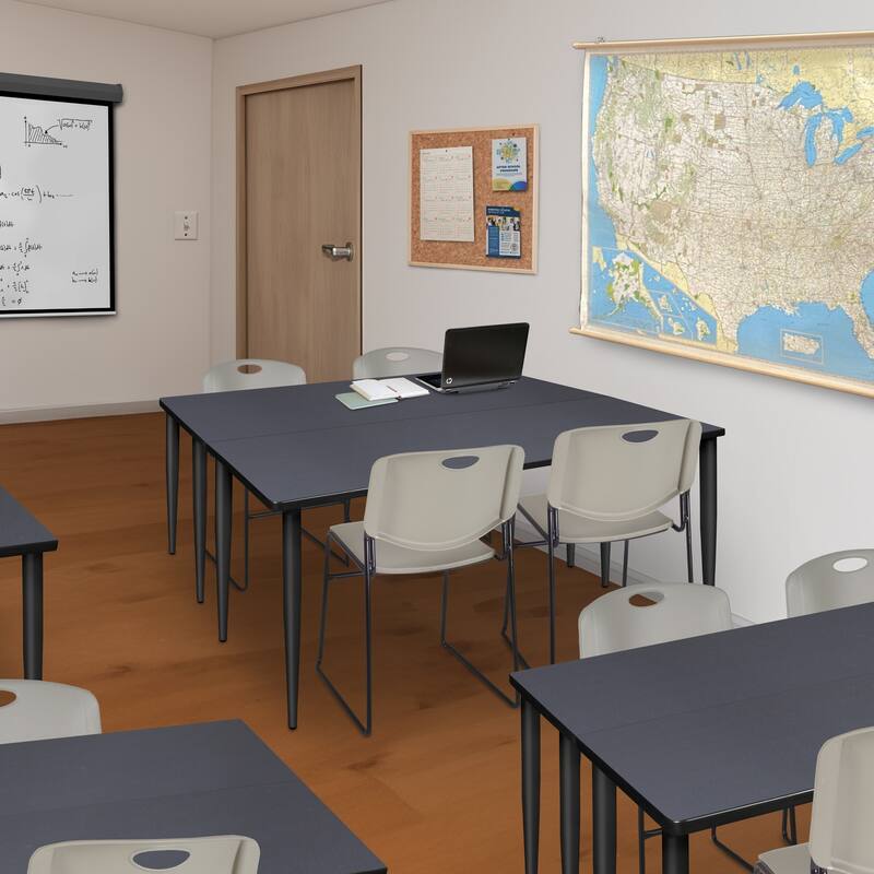 48 x 24 in. Training Seminar Table- Grey Top, Black Tapered Legs