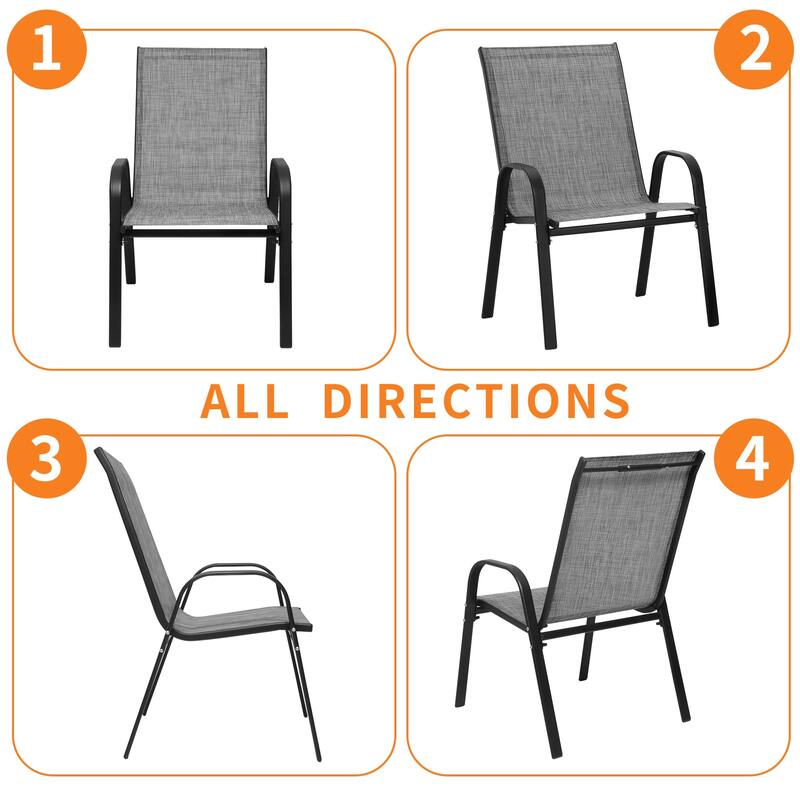 Patio Textilene Dining Chairs Set of 2/4/6/8, Outdoor Stackable Dining Chairs for Backyard, Patio Sling Chairs