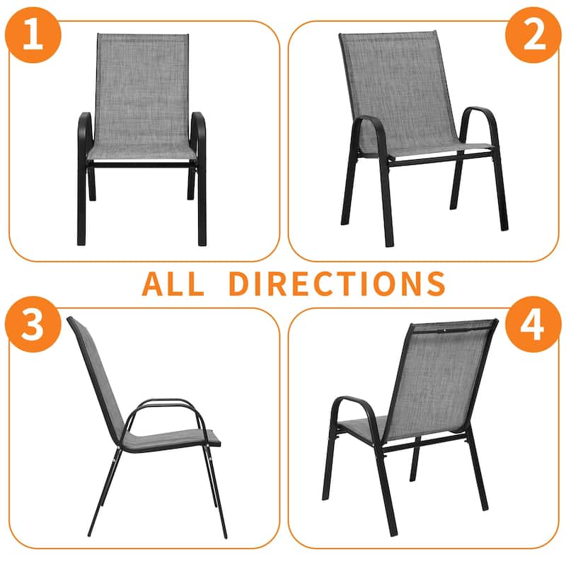 Patio Textilene Dining Chairs Set of 2/4/6/8, Outdoor Stackable Dining Chairs for Backyard, Patio Sling Chairs