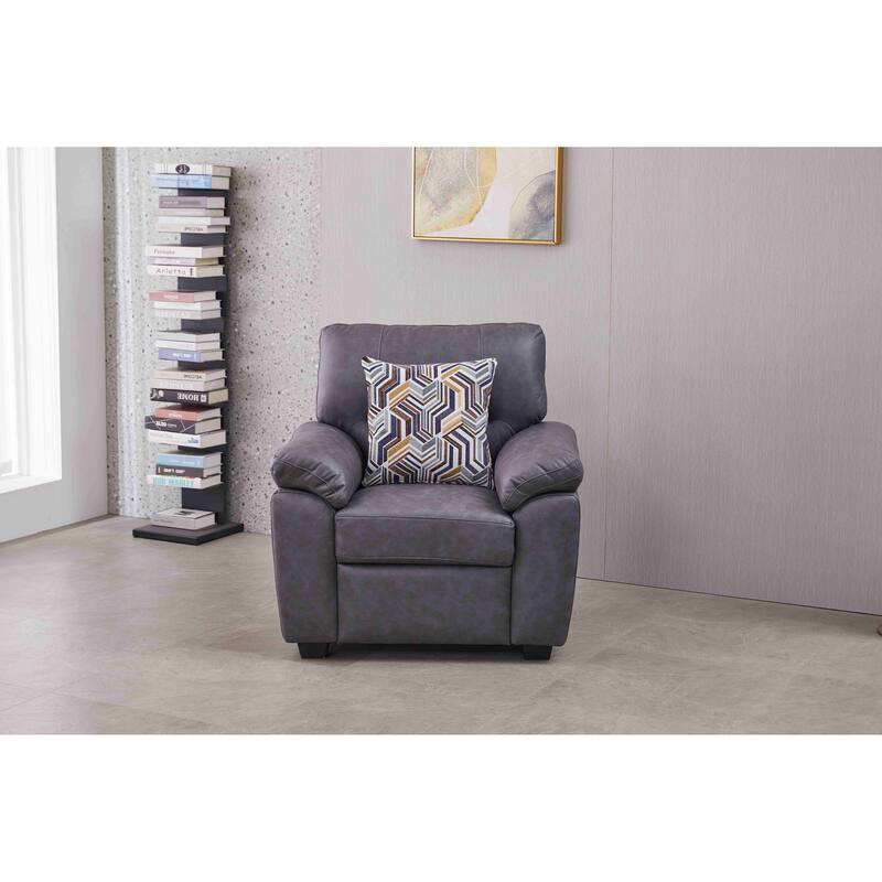 36.8'' Wide Faux Leather Chair - Dark Grey