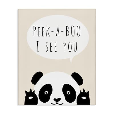 Stupell Peek-a-Boo Panda Bear Canvas Wall Art Design By Chen Alyesh