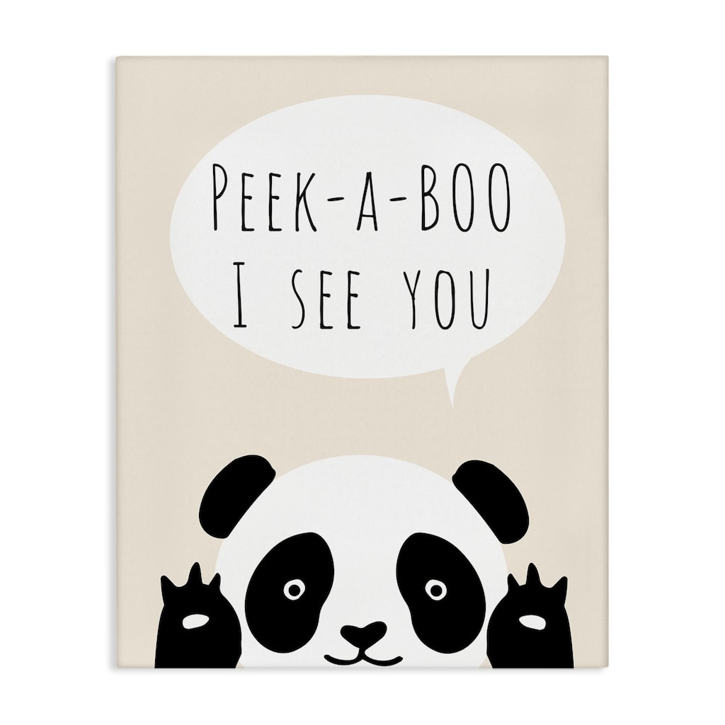 Stupell Peek-a-Boo Panda Bear Canvas Wall Art Design By Chen Alyesh