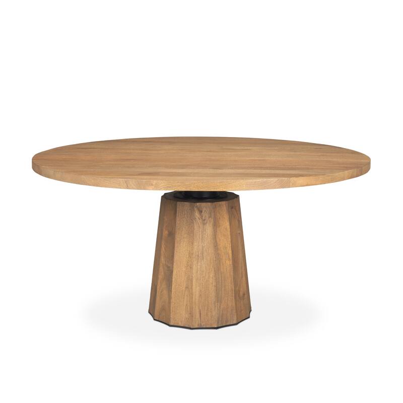 Swanson 60" Dark Brown Wood Round Pedestal Dining Table - 60.0L x 60.0W x 30.0H - Brown-Light