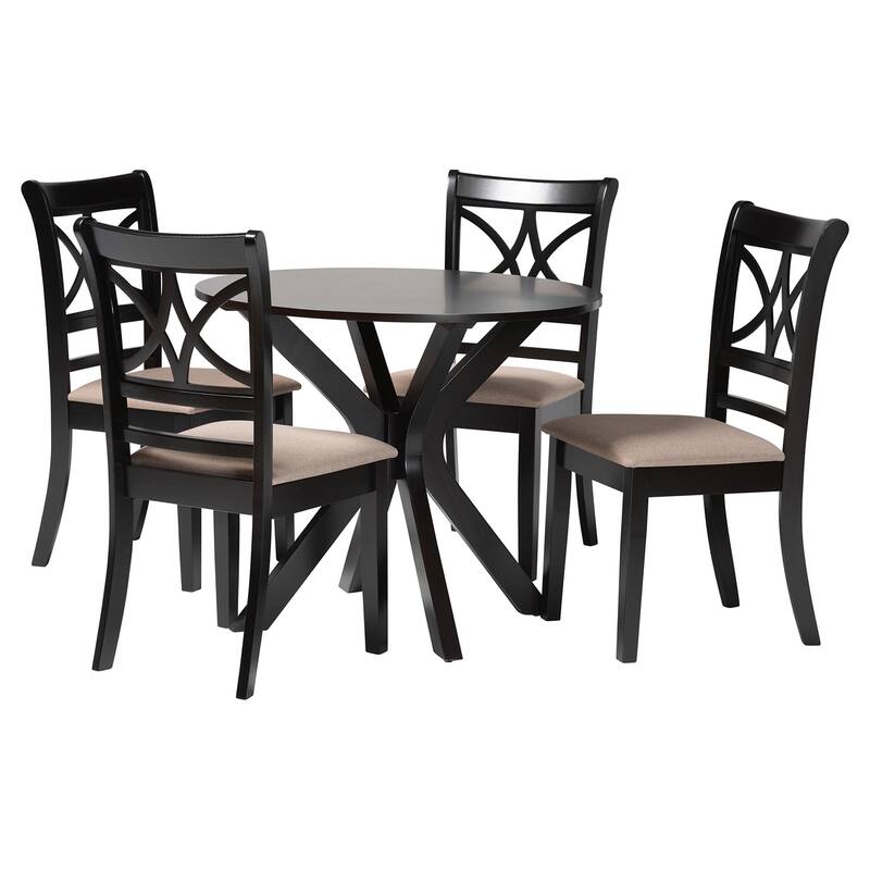 Julia 5-Piece Dining Set - Compact Mid-Century Modern Round Table and Chair Set for Dining Room, Kitchen, Apartment