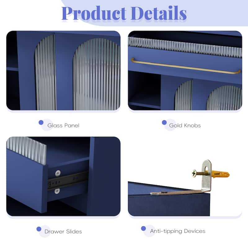 63" Freestanding Buffet Hutch with Power Outlet, 6 Drawers, 5 Cabinets, Adjustable Shelves & Coffee Bar Storage