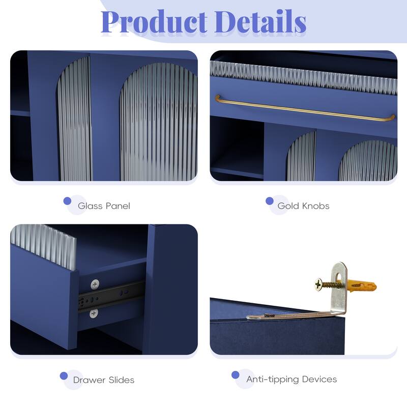 Freestanding 63" W Buffet with Hutch, Large Coffee Bar Storage Cabinet with 6 Drawers, 5 Cabinets with Adjustable Shelves