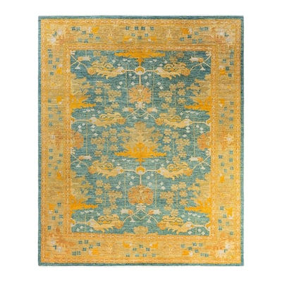 Arts & Crafts One-of-a-Kind Hand-Knotted Area Rug - Blue, 8' 1" x 9' 7" - 8' 1" x 9' 7"