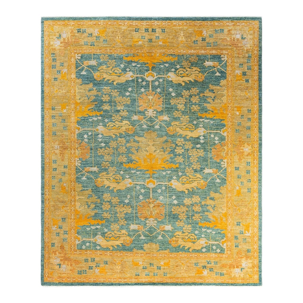 Arts & Crafts One-of-a-Kind Hand-Knotted Area Rug - Blue, 8' 1" x 9' 7" - 8' 1" x 9' 7"