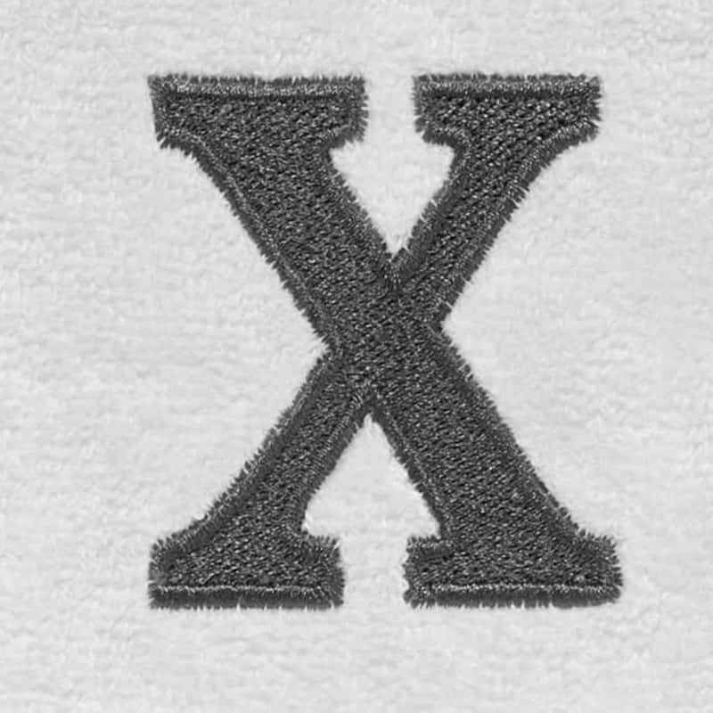 Avanti Linens Wht/Gry Block Monogram Fingertip Towel - Fingertip Towel