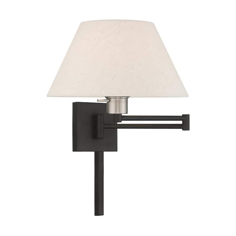 Livex Lighting 1-Light Oatmeal Shade Swing Arm Wall Lamp, 40038