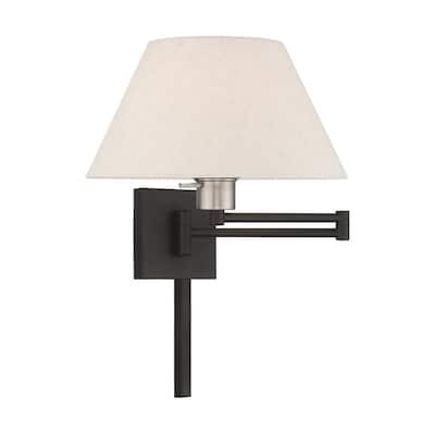 Livex Lighting 1-Light Oatmeal Shade Swing Arm Wall Lamp, 40038