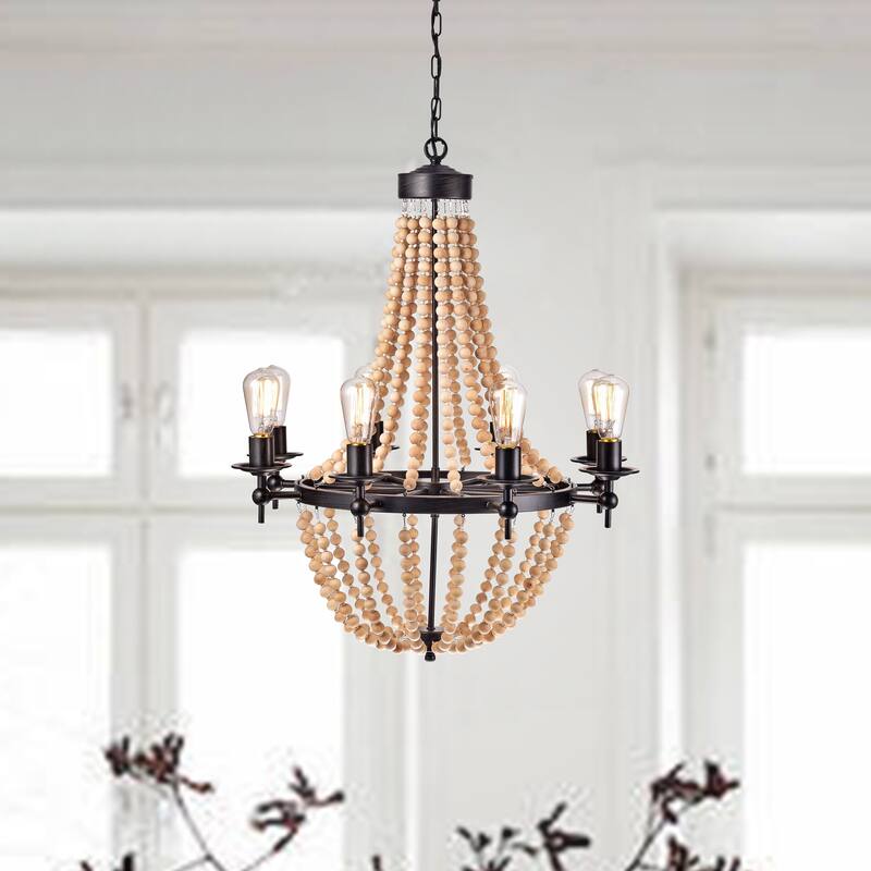 Monarch 8-Light Candle Style Chandelier With Wood Accents