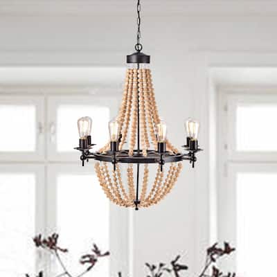 Monarch 8-Light Candle Style Chandelier With Wood Accents