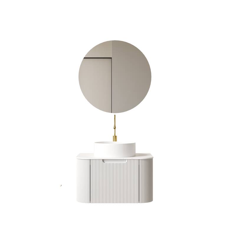 Wall-Mounted Floating Bathroom Vanity with Sink - White
