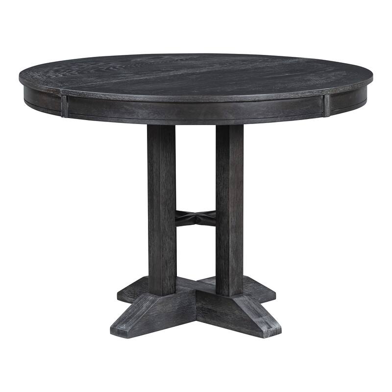 Farmhouse Dining Table Extendable Round Table - Black