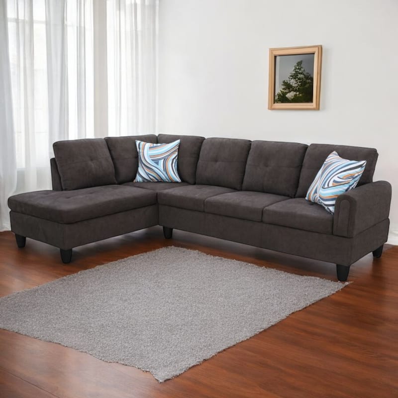 KISRAIS 97" Wide 2-Piece Flannel Sectional Sofa for Small Spaces
