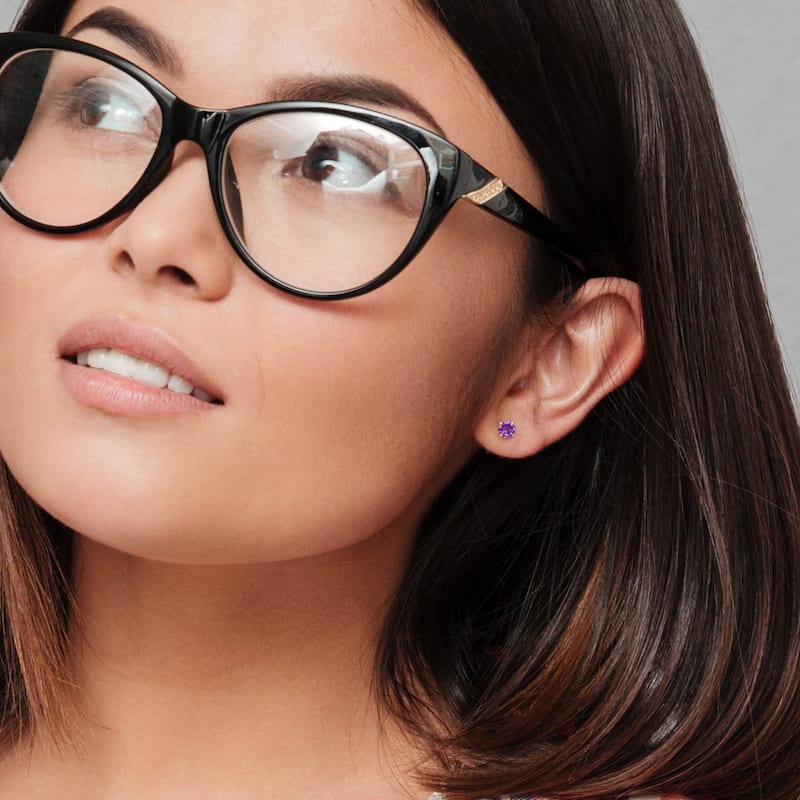 Miadora Amethyst Solitaire Stud Earrings in 14k Yellow Gold