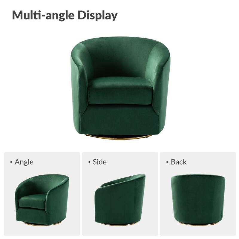 Eleuterio Modern Upholstered Swivel Accent Barrel Chair with Metal Base Set of 2 by HULALA HOME