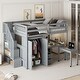 preview thumbnail 26 of 58, Full Size Multifunctional Loft Bed with Wardrobe With Shelves,A Side Desk With 2 Drawers,A Movable Table