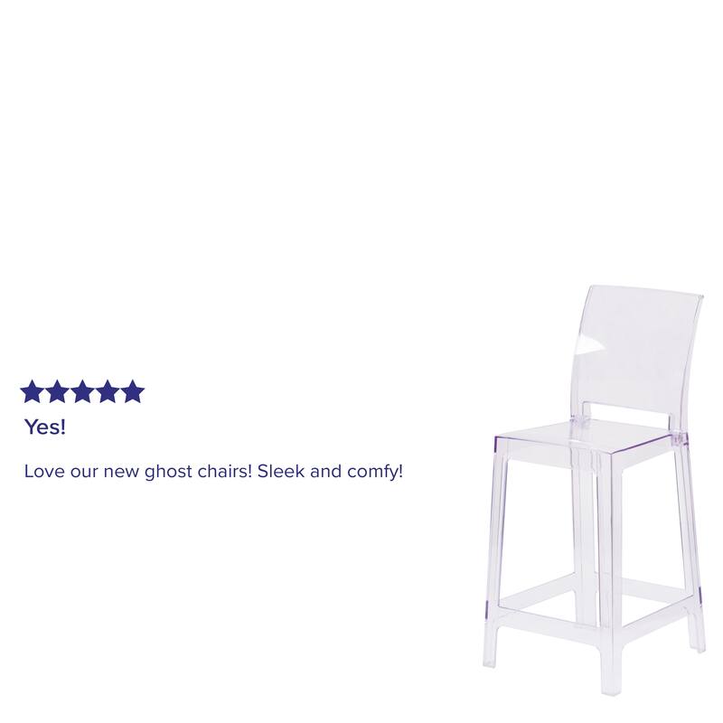 4PK Ghost Counter Stool with Square Back in Transparent Crystal - Wedding Chairs - Transparent Crystal