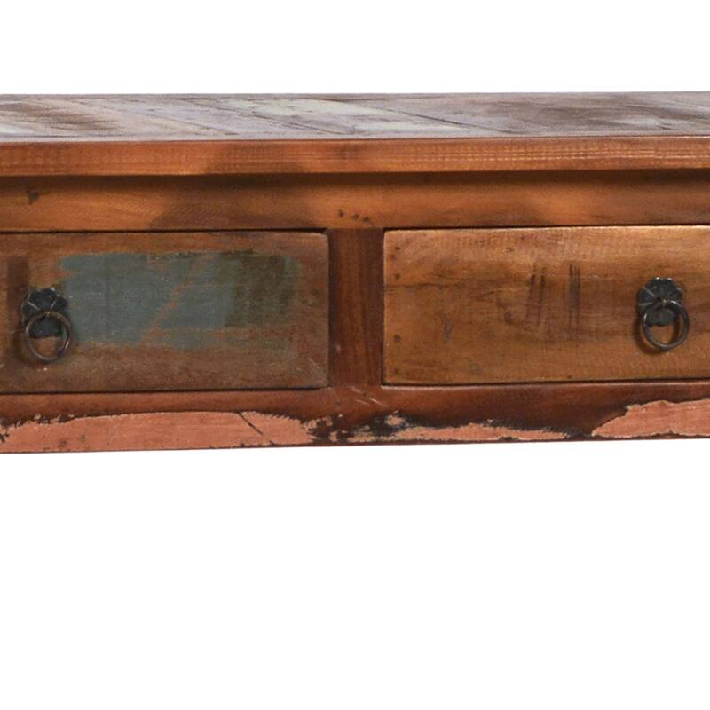 Journee 58-inch Distressed Painted Reclaimed Hardwood 3-Drawer Storage Console Table