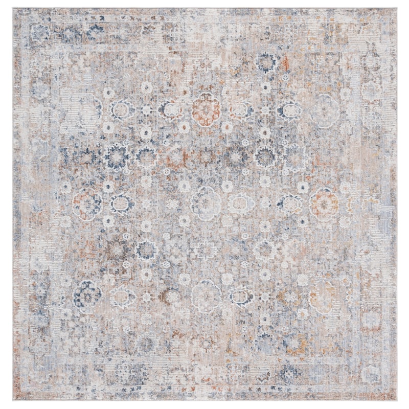 SAFAVIEH Scarlett Tomoe Transitional Rug - 6'7" Square - Beige/Blue Ivory