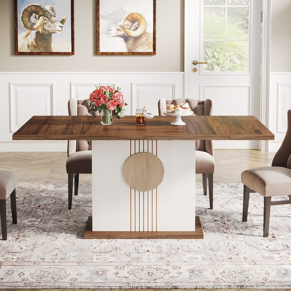 55" Dining Table with Rectangle Wood Top for Kitchen Dining Room