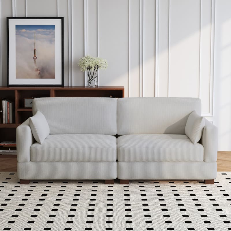 84.5″W Modern Corduroy Couch Modular Sofa
