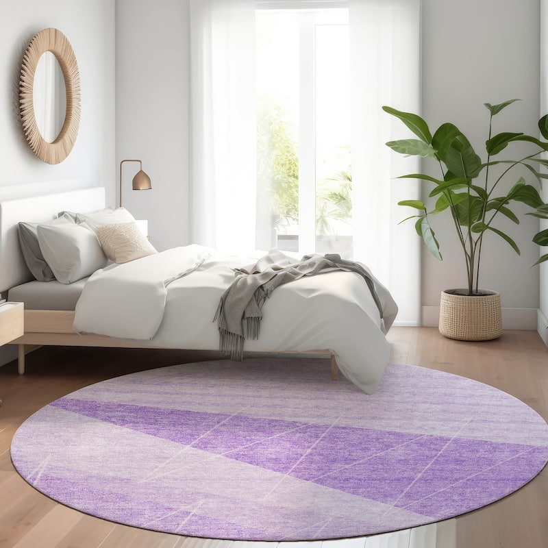 Machine Washable Indoor/ Outdoor Chantille Modern Prism Rug - Lavender - 8' x 8'