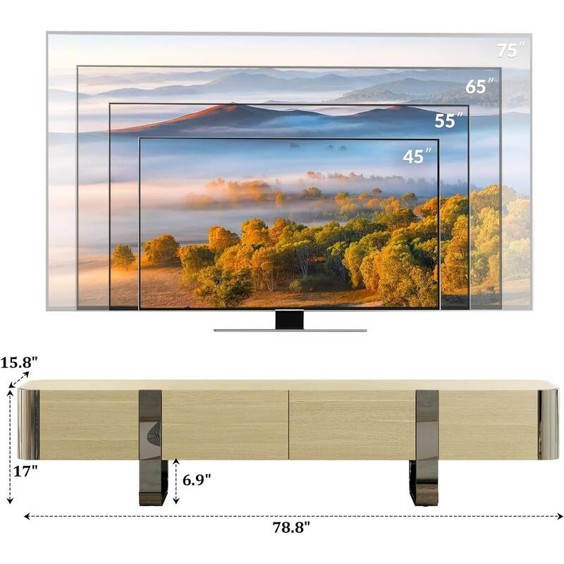 79 inch Wood TV Stand Partial Assembly Entertainment Center Modern Media Console with Drawers and Storage Cabinets