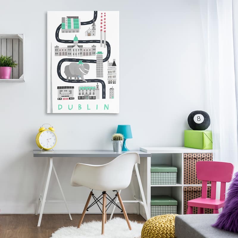 Stupell Dublin Whimsical Travel City Canvas Wall Art Design By Carla Daly