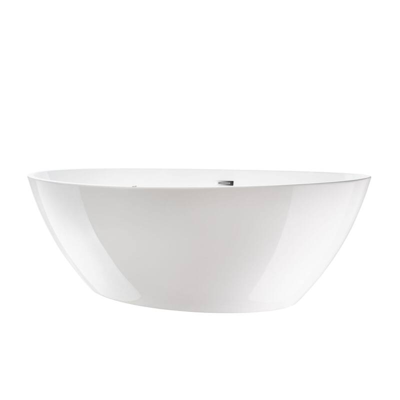 Vanity Art 69" Freestanding Acrylic Soaking Bathtub with Slotted Overflow & Pop-up Drain