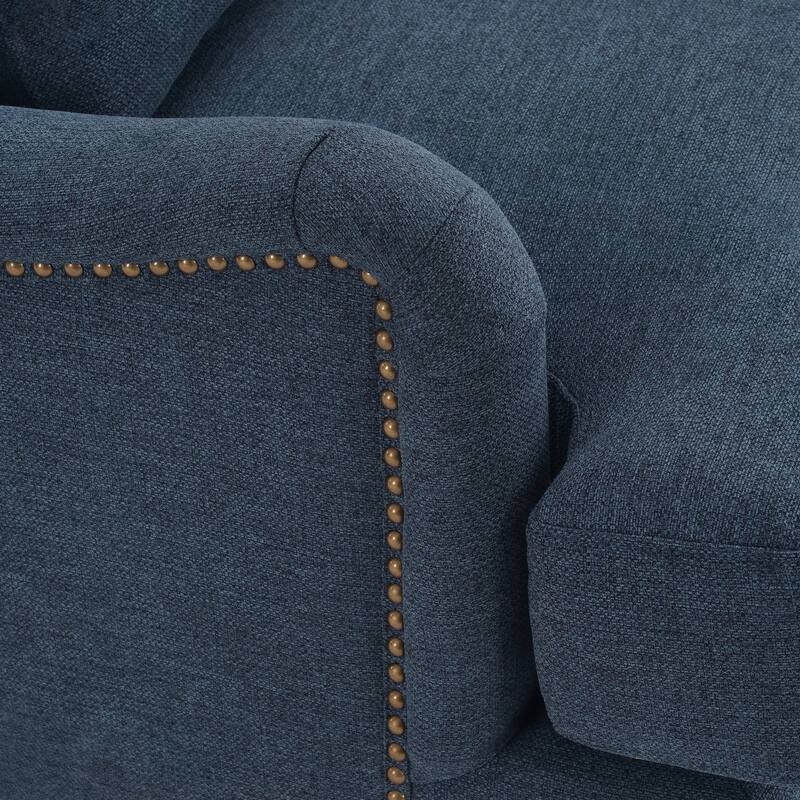 Upholstered Accent Chair with Solid Wood Legs and Pillow for Living Room Seating