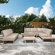 preview thumbnail 1 of 27, Christopher Knight Home - Topia Mid-Century Outdoor Sectional Sofa Set with Water-Resistant Cushions 5 Piece - Light White