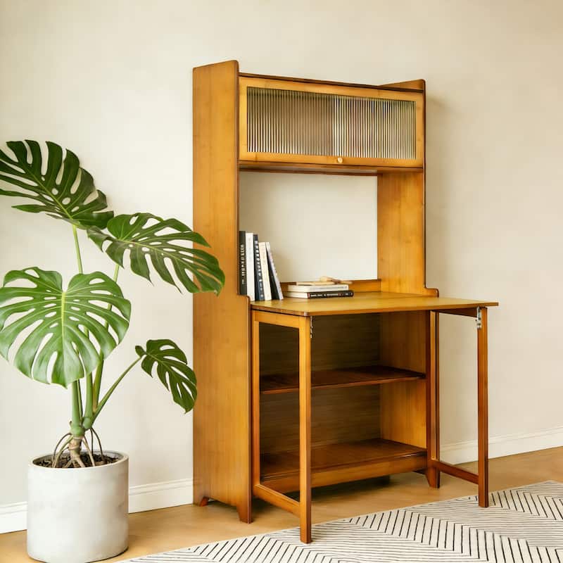 Multi Functional Bamboo Folding Table, Space Saving, Suitable For Office Use, Suitable For Indoor, Bedroom, Living Room - Walnut