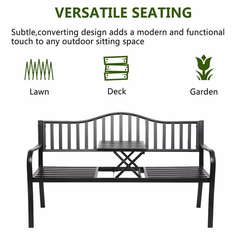 59 in. Outdoor Patio Garden Decorative Cast Iron Bench