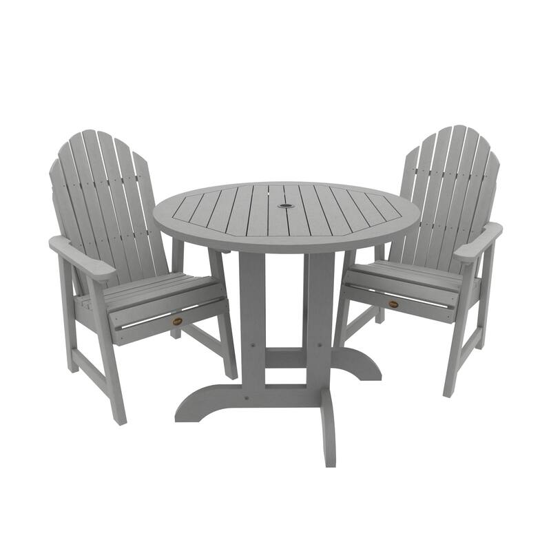 Highwood Commercial 3-Piece Muskoka Adirondack 36" Bistro Dining Set - Coastal Teak