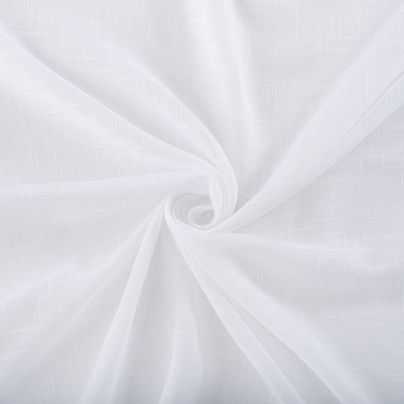 No. 918 Ceri Linen Texture Jute Tabs Semi-Sheer Tab Top Curtain Panel, Single Panel