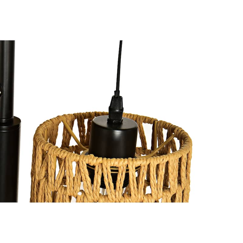 Boho 3-Light Tree Floor Lamp With Rattan Drum Shades