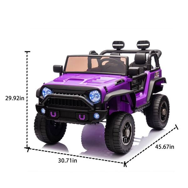slide 2 of 100, 24V Ride-On Car with Double Seat Bluetooth Remote Control MP3 Player and LED Lights Purple