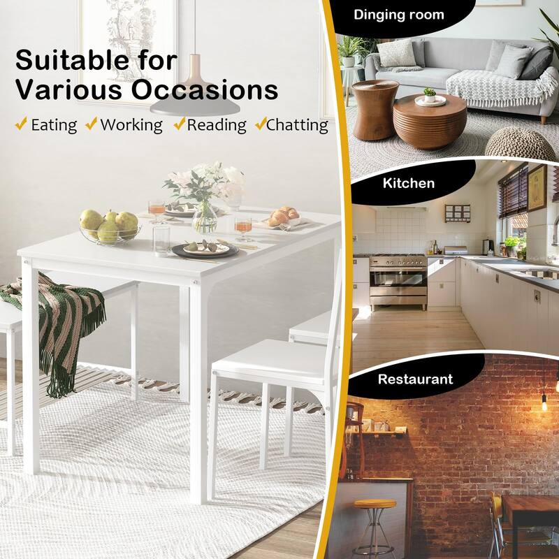 4 Person Dining Table Set, Kitchen Table Set for 4,2 Chairs with Backrest,2-Person Bench with Storage, Nesting Furniture Set