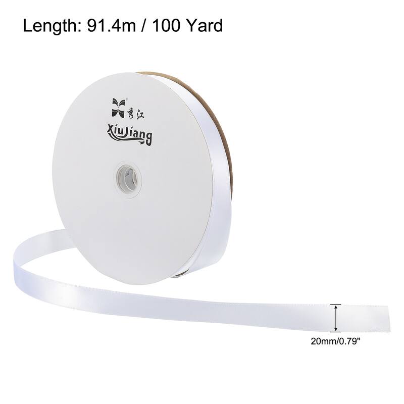 Satin Ribbon, Double Face Solid Crafts Roll for Party Home Decoration - Bleach White