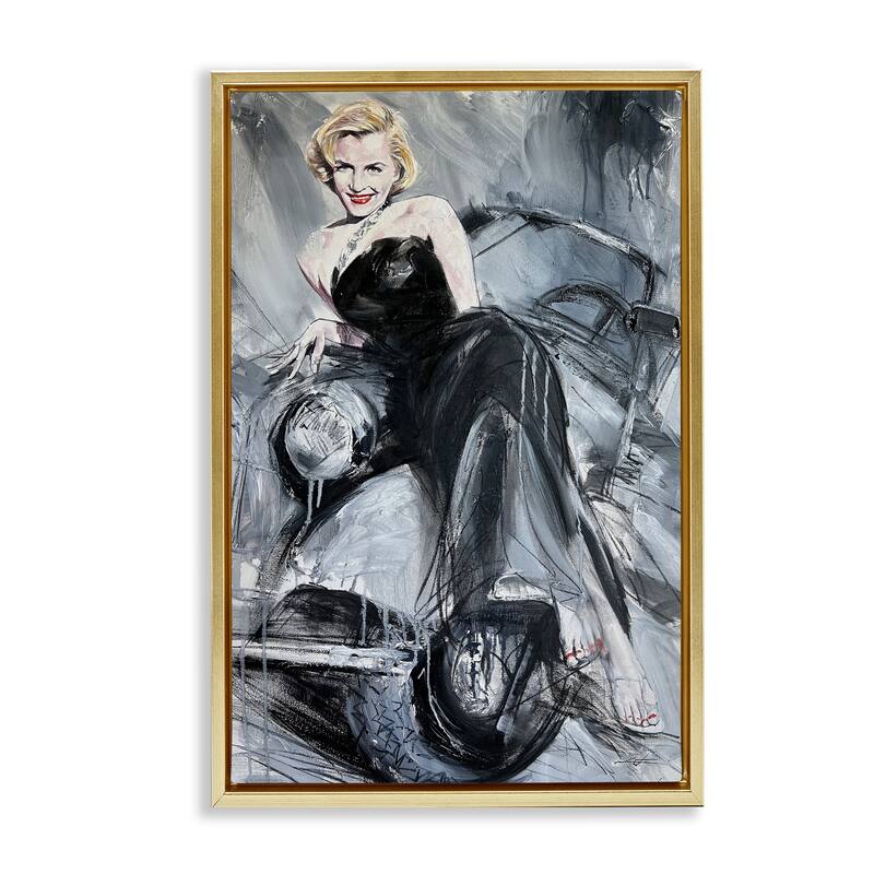 Stupell Timeless Fashion Woman Framed Floater Canvas Wall Art Design By Lucille Lee - 17 x 25 - Gold