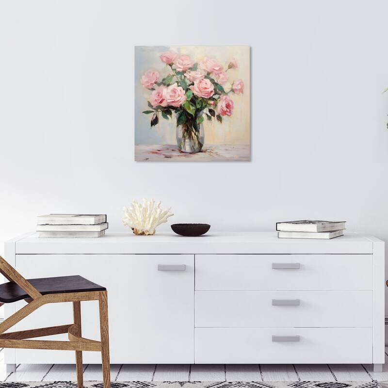 Wynwood Studio Canvas Floral and Botanical Bouquet de Rosas Pink and Light Pink Traditional Wall Art Canvas Print - 20 x 20